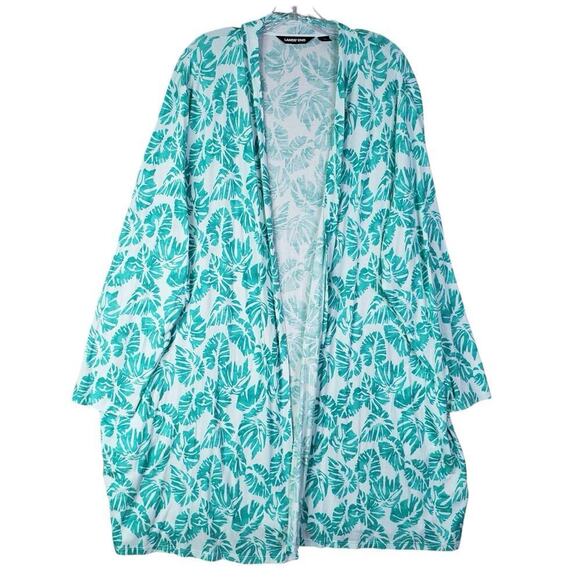 Lands End Cardigan Jersey Knit Rayon Long Sleeve Tropical Womens Plus Size 3X - Picture 2 of 11
